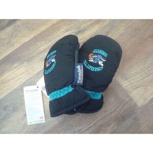 CHARLOTTE HORNETS  KIDS CHILDS 2-5YRS GLOVES MITTENS 90S DEADSTOCK  VINTAGE TT3